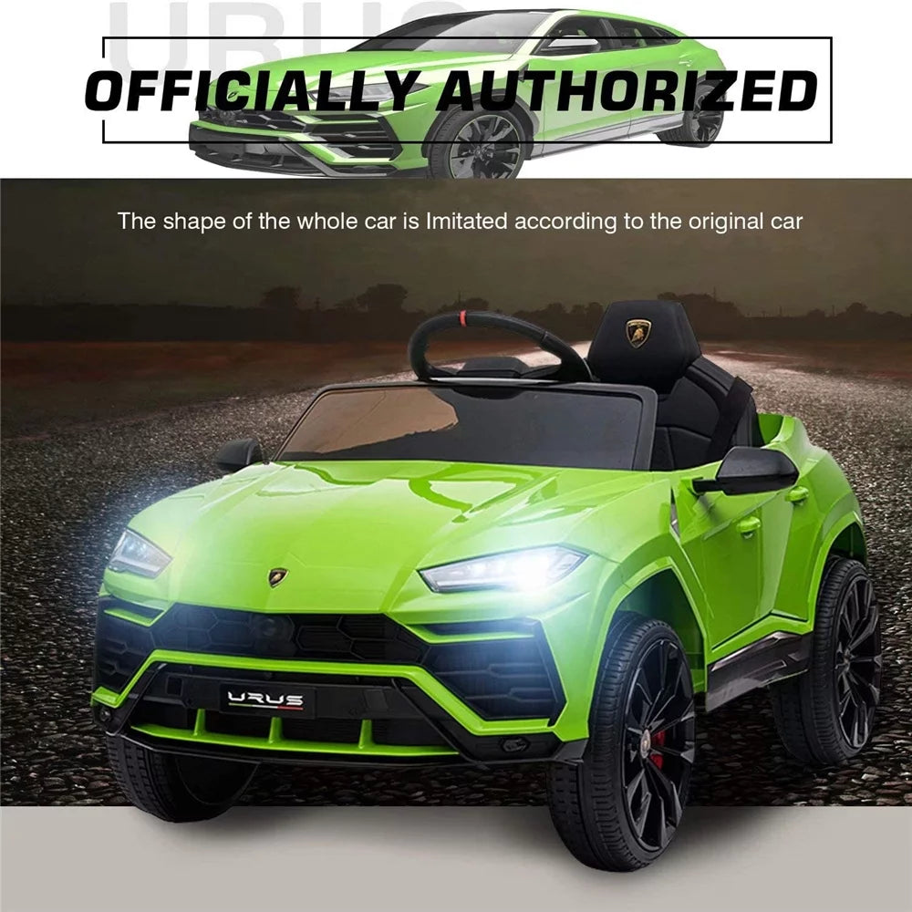 Ride on Toys for Kids, 12V Lamborghini Urus Power Ride on Truck Cars with Remote Control, Horn, Radio, USB Port, AUX, Spring Suspension, Opening Door, LED Light - Blue, CL61