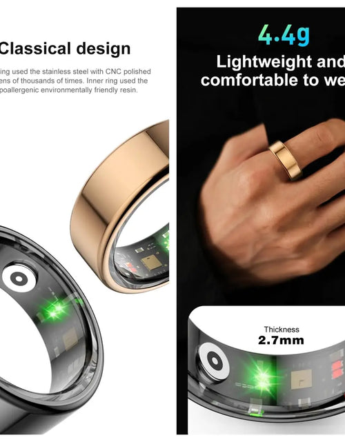 Load image into Gallery viewer, Smart Ring Fitness Heart Rate Tracker Titanium Steel Shell IP68&amp;3ATM Waterproof Multi-Sport Modes Sleep Monitoring Rings
