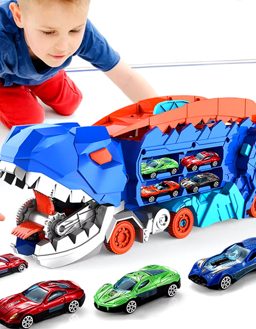 Load image into Gallery viewer, New Product Folding Dinosaur Transporter Car Competitive Game Roll to Eat Car Vehicle Racing Track with Mini Car Kid Gift Toy
