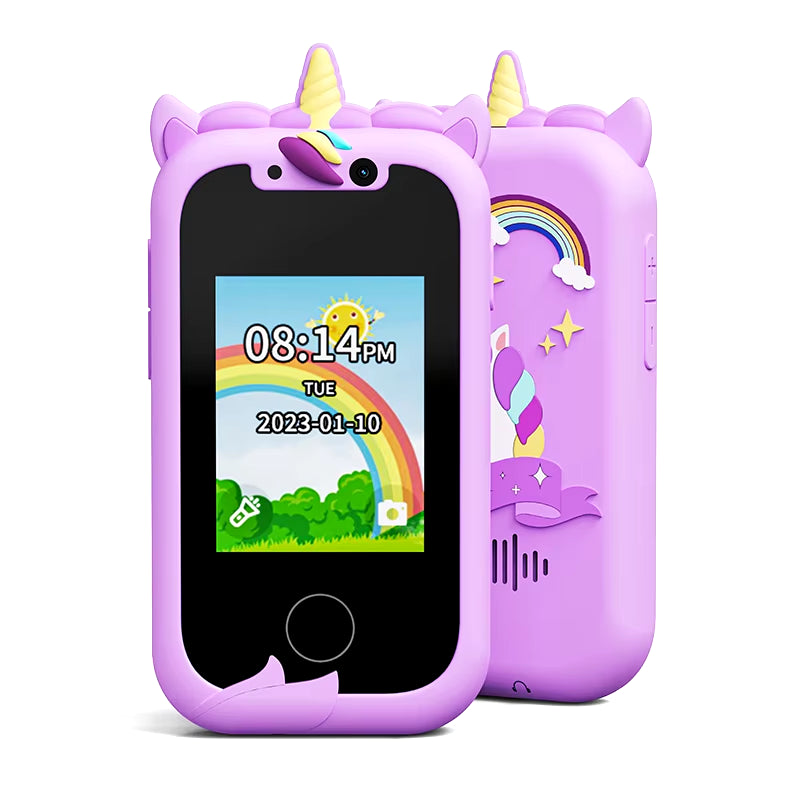 Kids Smart Phone Toys for Girls Unicorns Gifts 2.8 Inch Touchscreen Dual Camera Music Player Learn Toys Christmas Birthday Gift